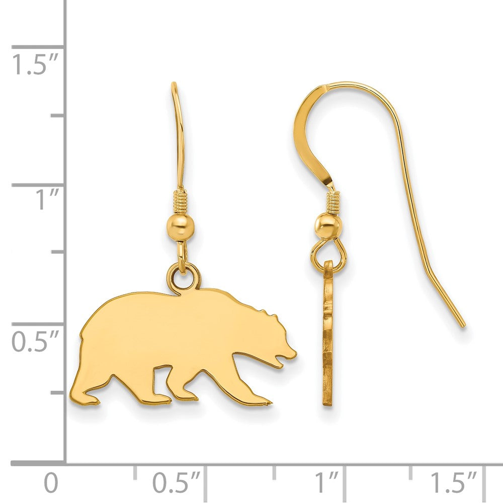 Gold Plated Sterling Silver Logoart University Of California Berkeley Bear Small Dangle Wire Earrings