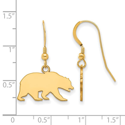 Gold Plated Sterling Silver Logoart University Of California Berkeley Bear Small Dangle Wire Earrings
