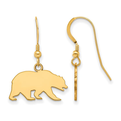 Gold Plated Sterling Silver Logoart University Of California Berkeley Bear Small Dangle Wire Earrings