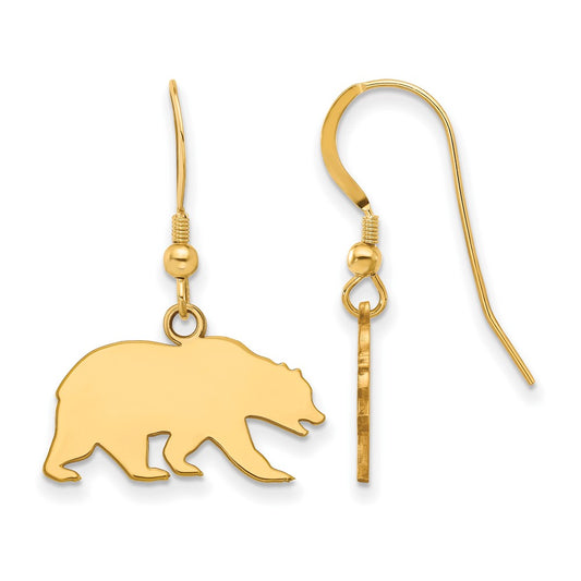 Gold Plated Sterling Silver Logoart University Of California Berkeley Bear Small Dangle Wire Earrings