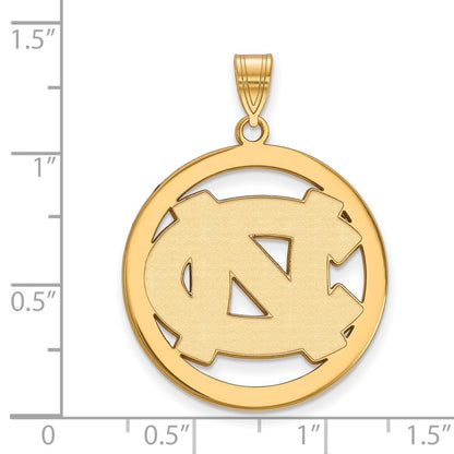 Gold Plated Sterling Silver Logoart University Of North Carolina N C Extra Large Circle Pendant