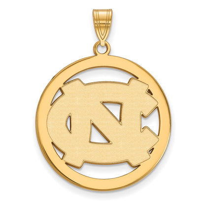 Gold Plated Sterling Silver Logoart University Of North Carolina N C Extra Large Circle Pendant