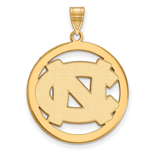 Gold Plated Sterling Silver Logoart University Of North Carolina N C Extra Large Circle Pendant