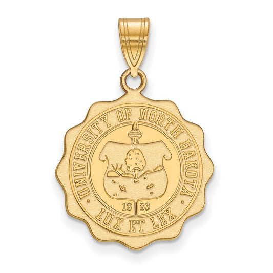 Gold Plated Sterling Silver Logoart University Of North Dakota Large Crest Pendant