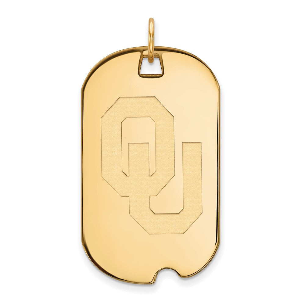 10K Yellow Gold Logoart University Of Oklahoma O U Large Dog Tag Pendant