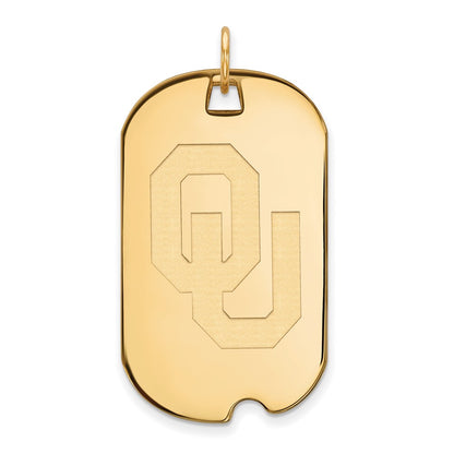 Gold Plated Sterling Silver Logoart University Of Oklahoma O U Large Dog Tag Pendant