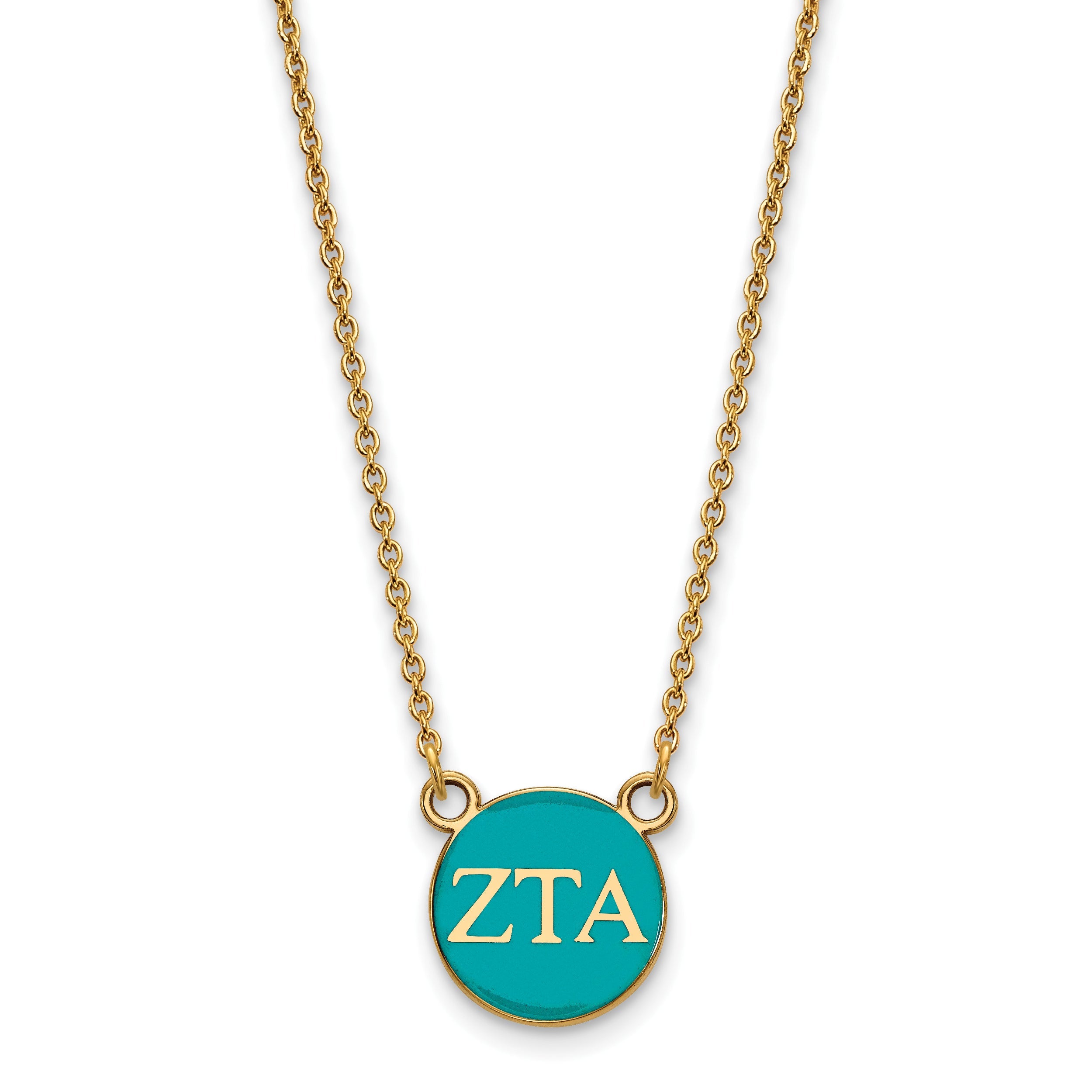 Gold Plated Sterling Silver Logoart Zeta Tau Alpha Sorority Greek Letters Small Color Enamel Pendant 18 Inch Necklace