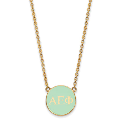 Gold Plated Sterling Silver Logoart Alpha Epsilon Phi Sorority Greek Letters Small Color Enamel Pendant 18 Inch Necklace