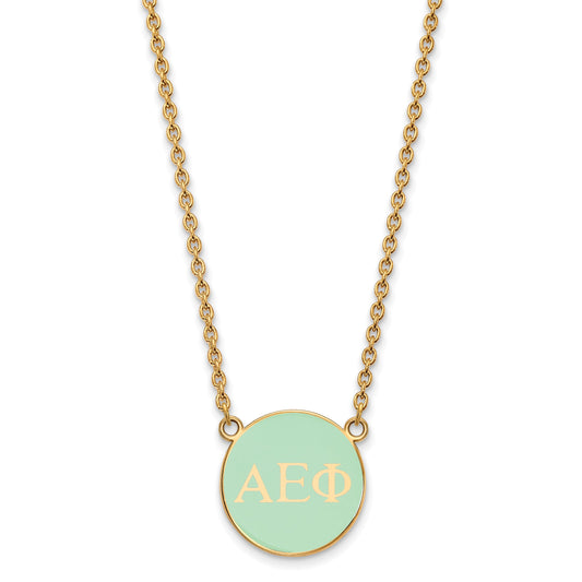 Gold Plated Sterling Silver Logoart Alpha Epsilon Phi Sorority Greek Letters Small Color Enamel Pendant 18 Inch Necklace