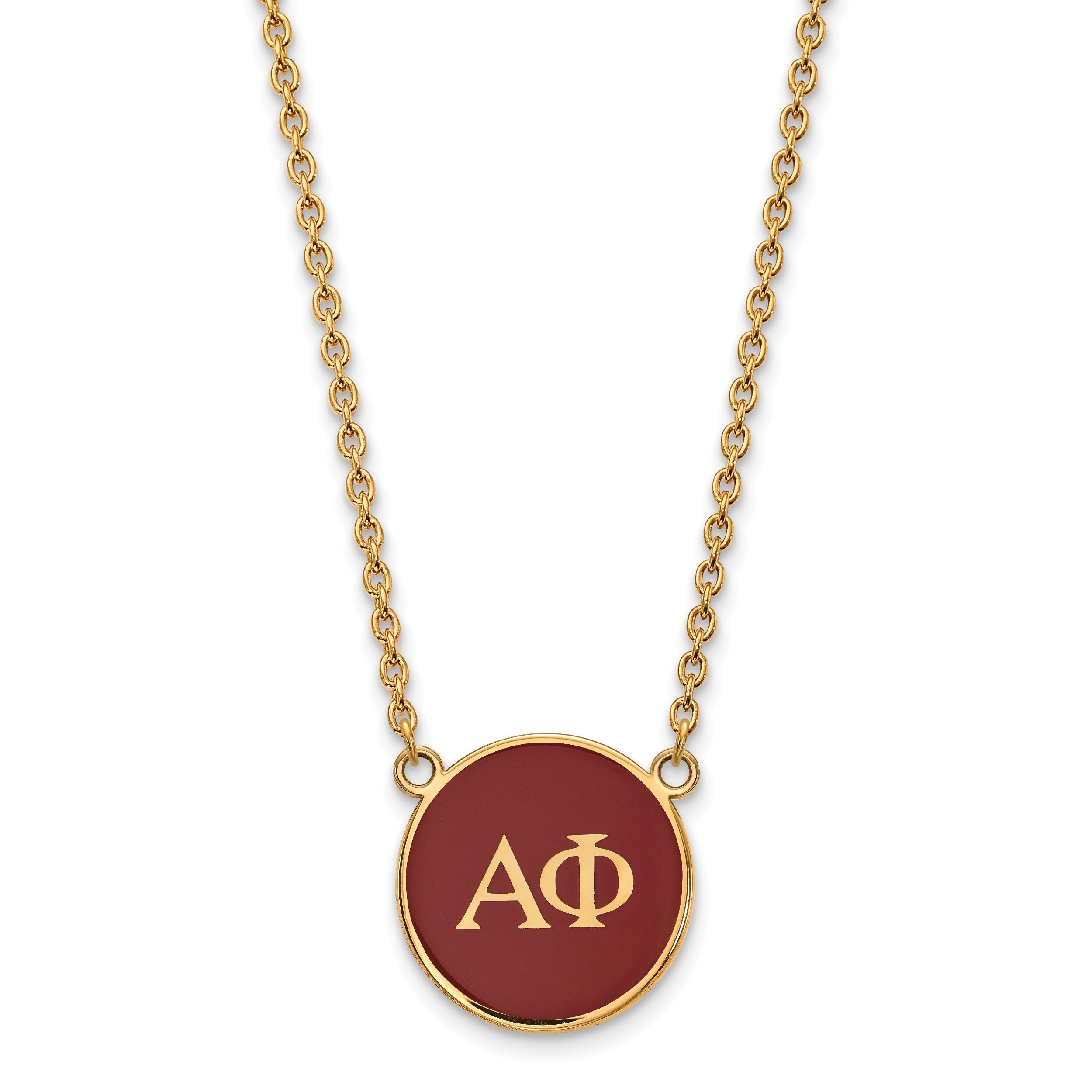 Gold Plated Sterling Silver Logoart Alpha Phi Sorority Greek Letters Large Color Enamel Pendant 18 Inch Necklace