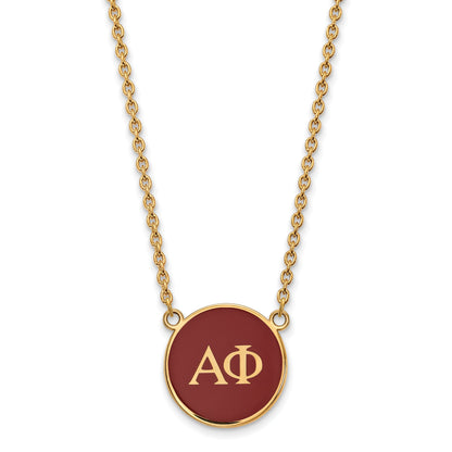 Gold Plated Sterling Silver Logoart Alpha Phi Sorority Greek Letters Large Color Enamel Pendant 18 Inch Necklace