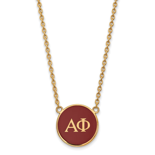 Gold Plated Sterling Silver Logoart Alpha Phi Sorority Greek Letters Large Color Enamel Pendant 18 Inch Necklace
