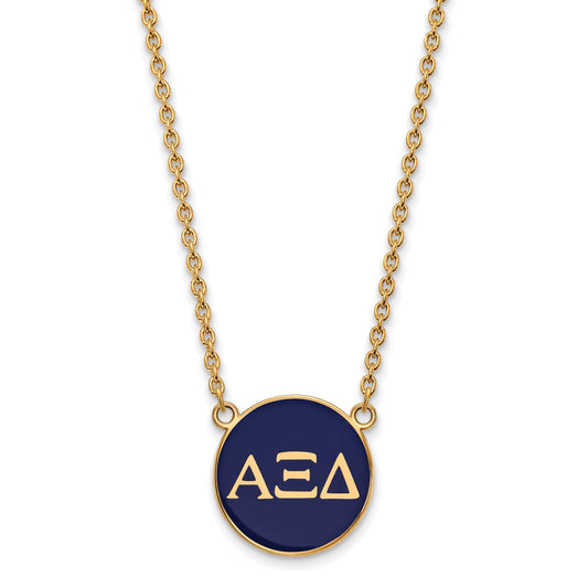 Gold Plated Sterling Silver Logoart Alpha Xi Delta Sorority Greek Letters Large Color Enamel Pendant 18 Inch Necklace