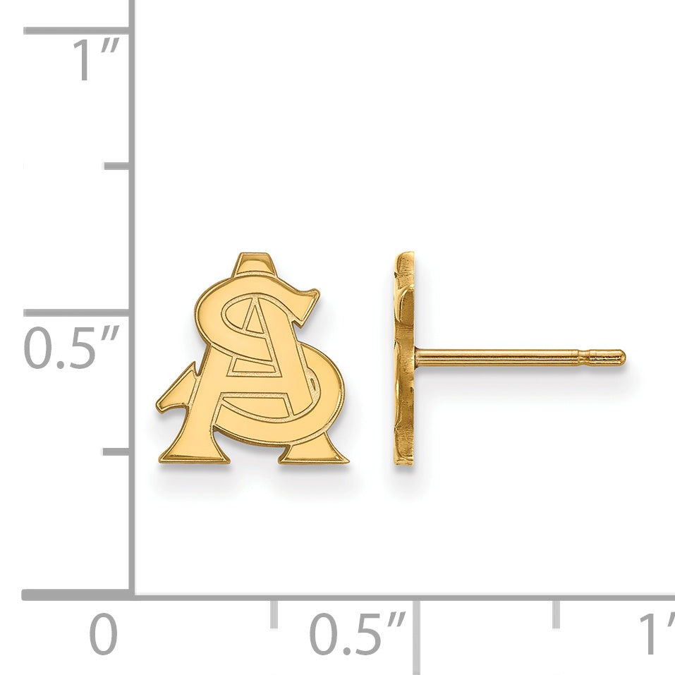 14K Yellow Gold Logoart Arizona State University A S Extra Small Post Earrings