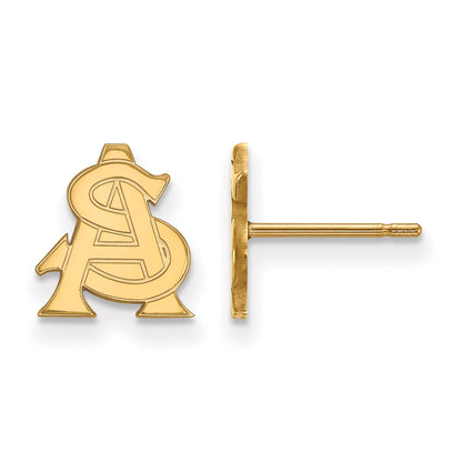 14K Yellow Gold Logoart Arizona State University A S Extra Small Post Earrings