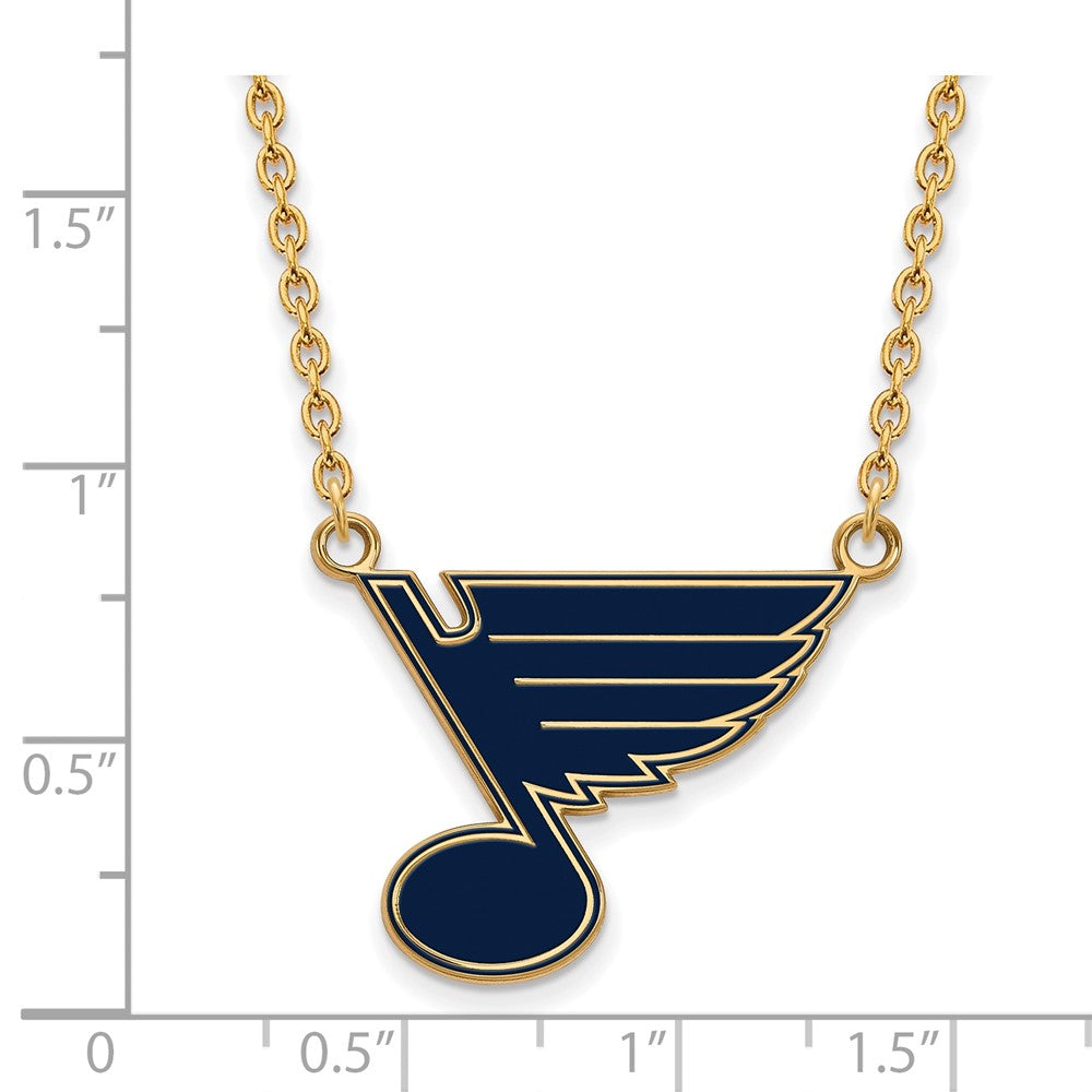 Gold Plated Sterling Silver Nhl Logoart St. Louis Blues Large Enameled Pendant 18 Inch Necklace