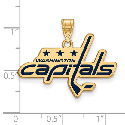 Gold Plated Sterling Silver Nhl Logoart Washington Capitals Large Enameled Pendant