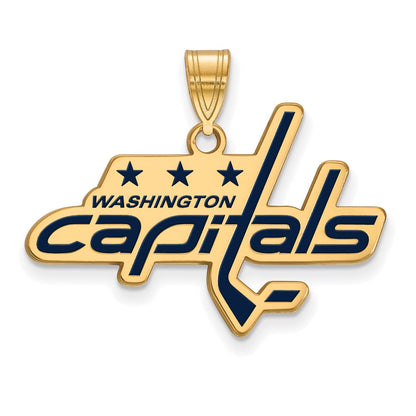 Gold Plated Sterling Silver Nhl Logoart Washington Capitals Large Enameled Pendant