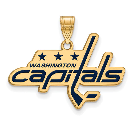 Gold Plated Sterling Silver Nhl Logoart Washington Capitals Large Enameled Pendant