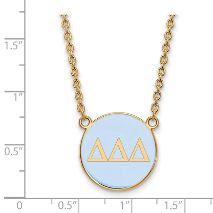 Gold Plated Sterling Silver Logoart Delta Sorority Greek Letters Large Color Enamel Pendant 18 Inch Necklace