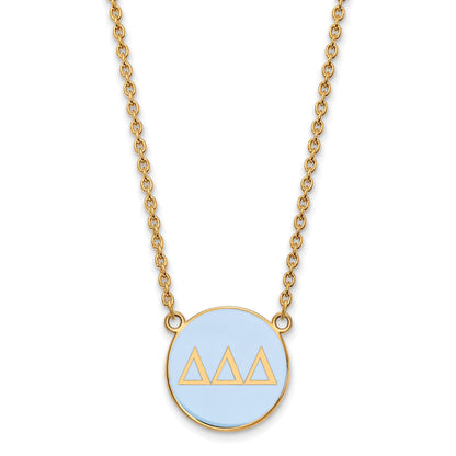 Gold Plated Sterling Silver Logoart Delta Sorority Greek Letters Large Color Enamel Pendant 18 Inch Necklace