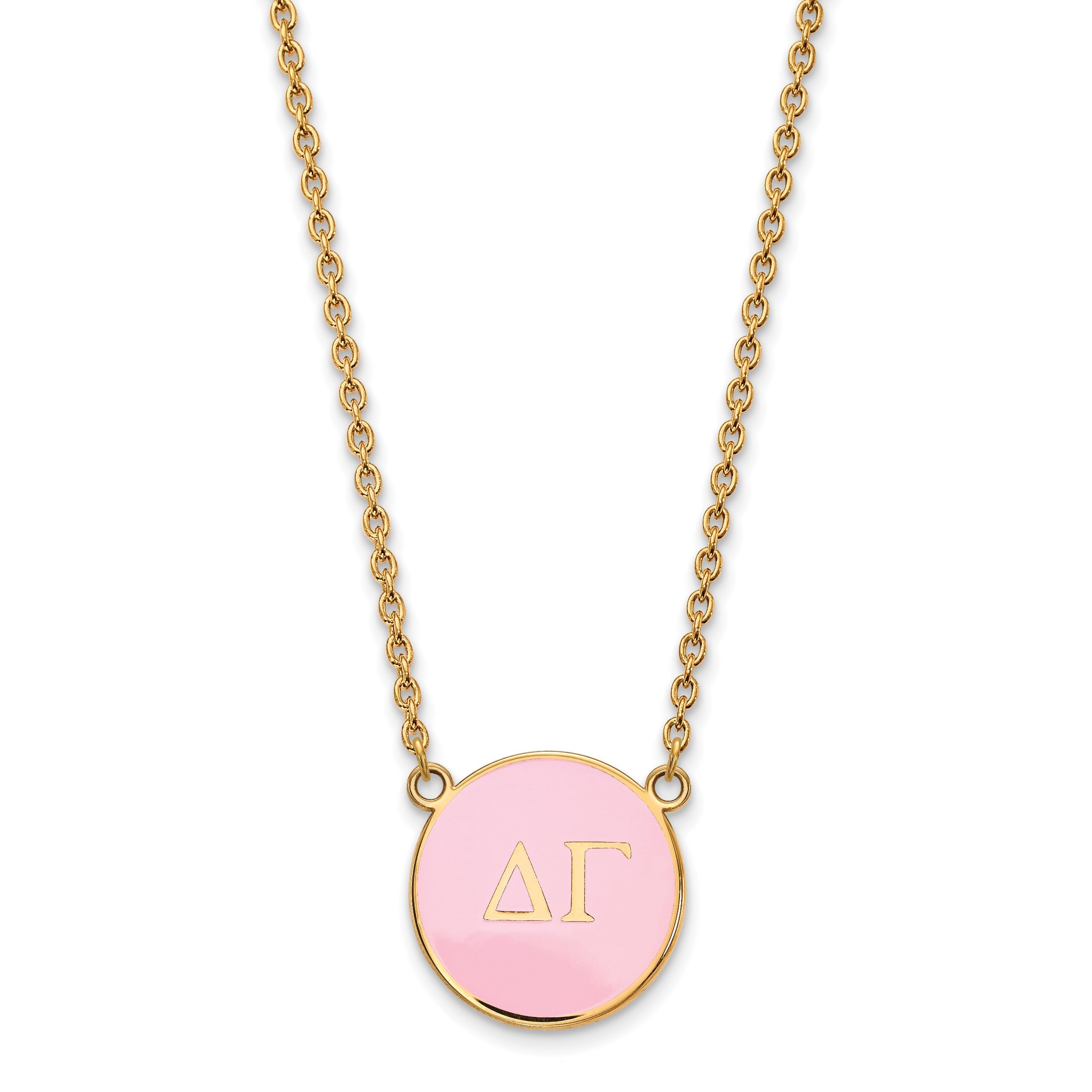 Gold Plated Sterling Silver Logoart Delta Gamma Sorority Greek Letters Large Color Enamel Pendant 18 Inch Necklace