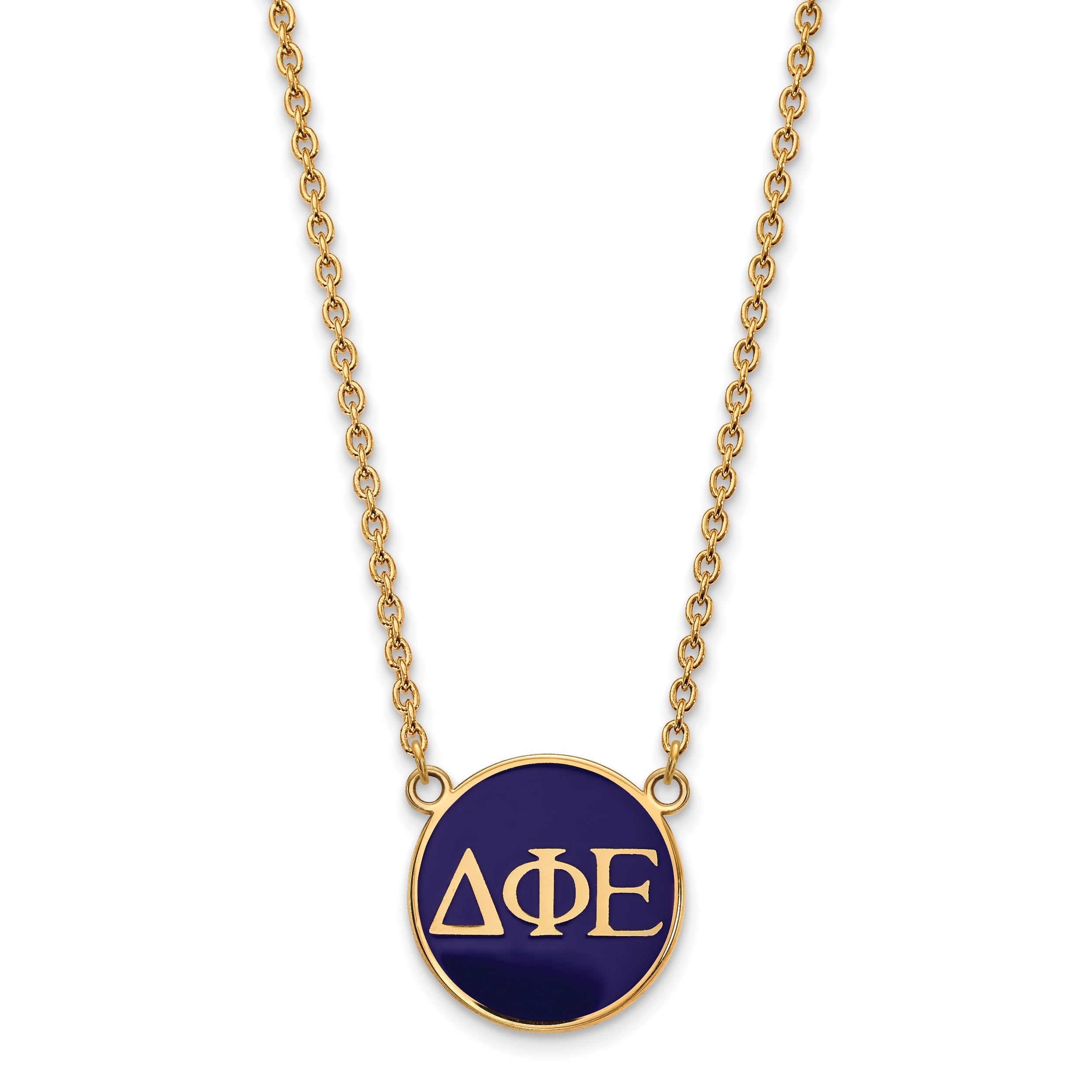 Gold Plated Sterling Silver Logoart Delta Phi Epsilon Sorority Greek Letters Large Color Enamel Pendant 18 Inch Necklace