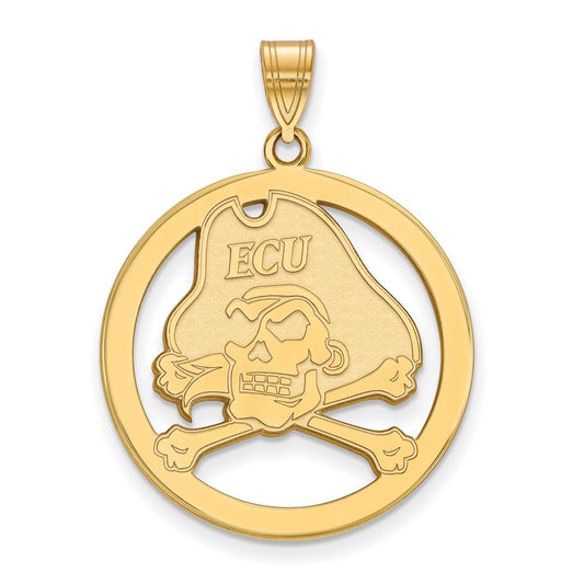 Gold Plated Sterling Silver Logoart East Carolina University Pirate Large Circle Pendant