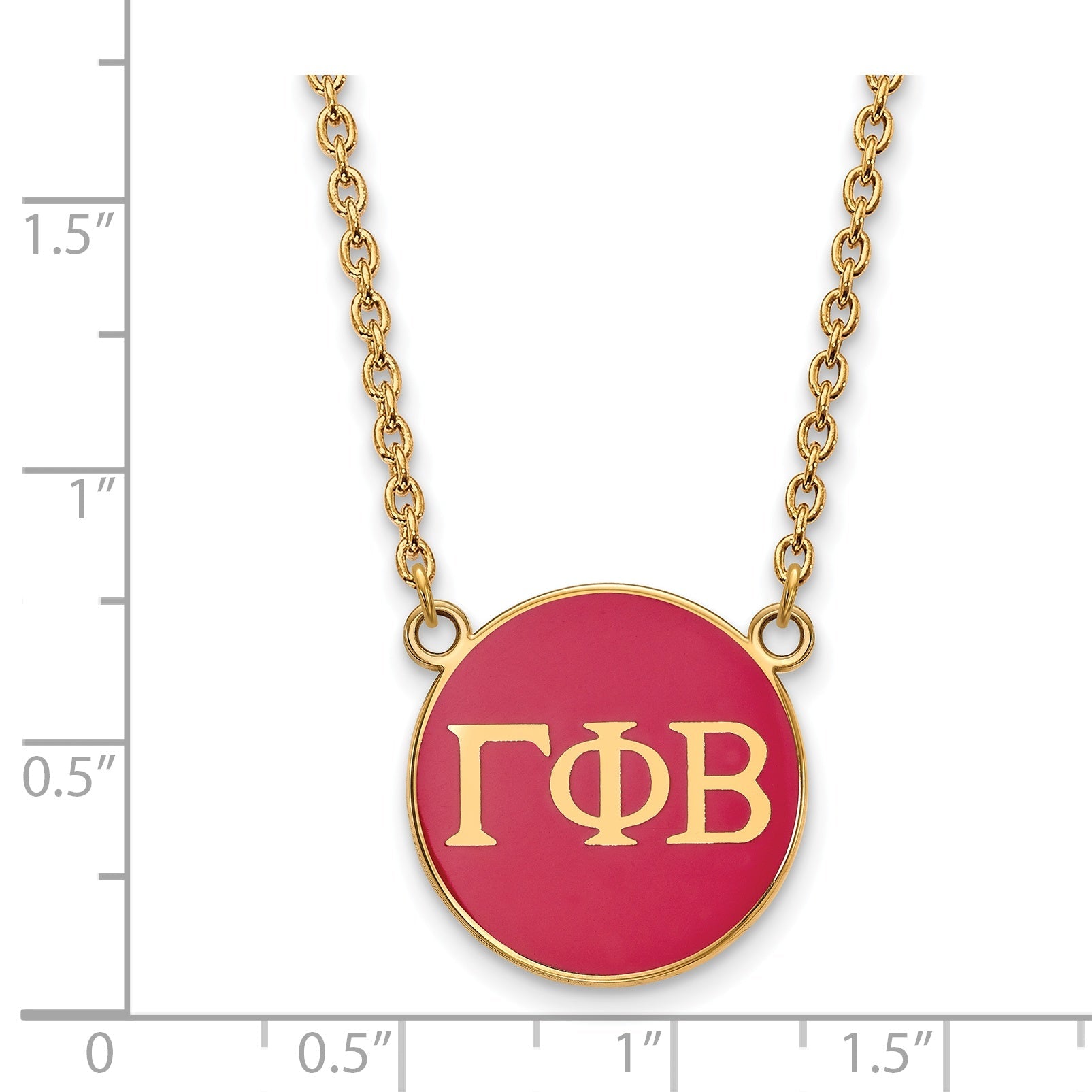 Gold Plated Sterling Silver Logoart Gamma Phi Beta Sorority Greek Letters Large Color Enamel Pendant 18 Inch Necklace