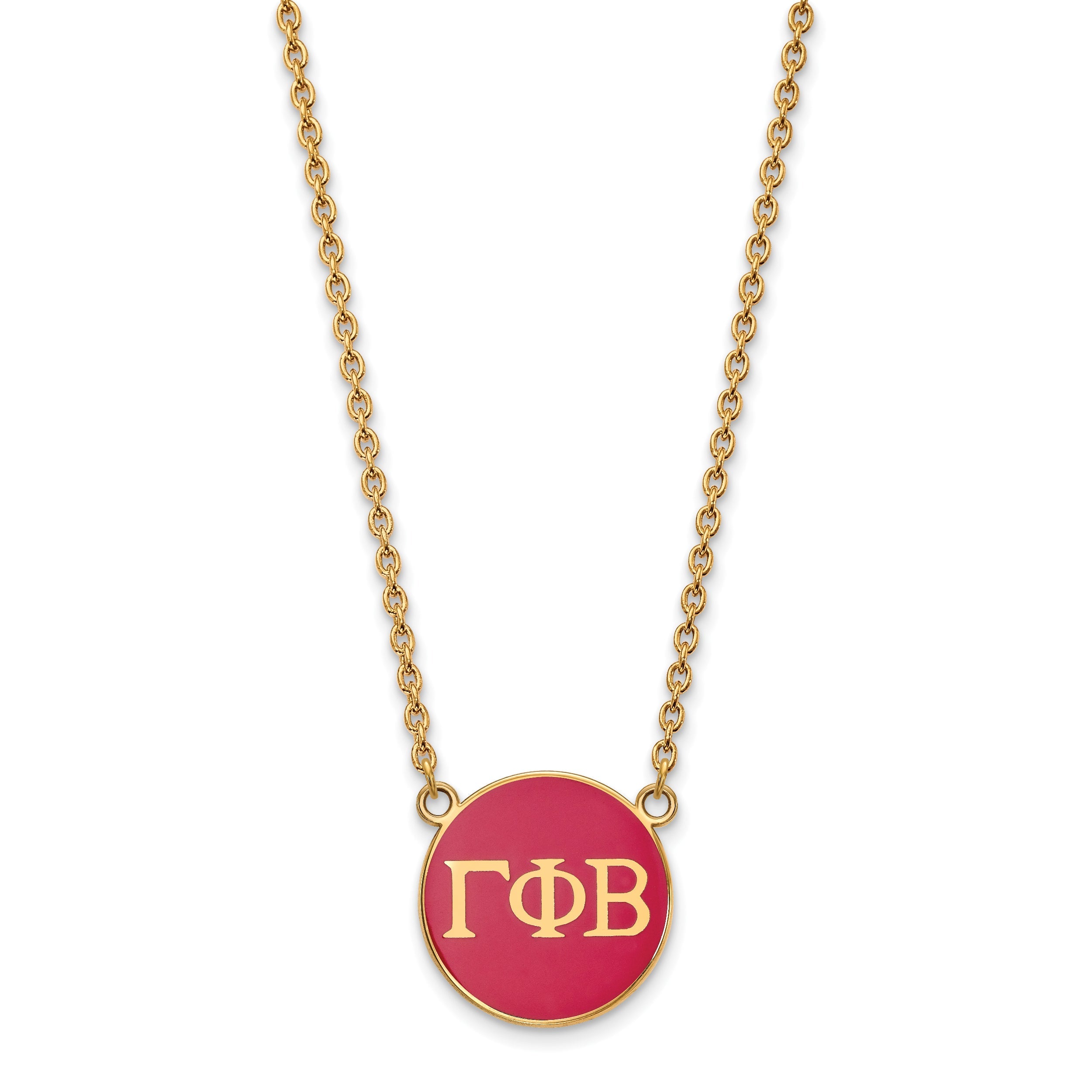 Gold Plated Sterling Silver Logoart Gamma Phi Beta Sorority Greek Letters Large Color Enamel Pendant 18 Inch Necklace