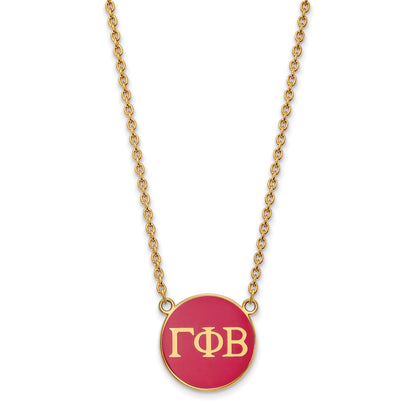 Gold Plated Sterling Silver Logoart Gamma Phi Beta Sorority Greek Letters Large Color Enamel Pendant 18 Inch Necklace