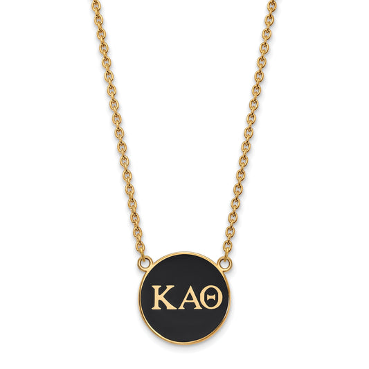 Gold Plated Sterling Silver Logoart Kappa Alpha Theta Sorority Greek Letters Large Color Enamel Pendant 18 Inch Necklace