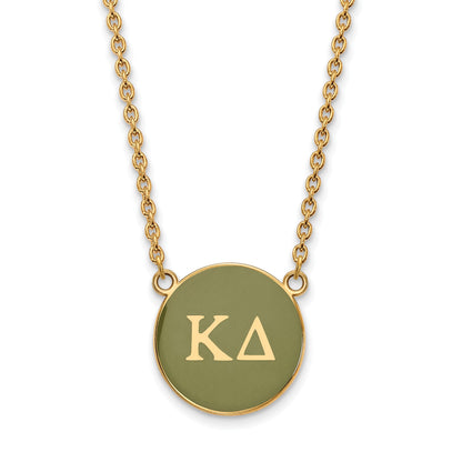 Gold Plated Sterling Silver Logoart Kappa Delta Sorority Greek Letters Large Color Enamel Pendant 18 Inch Necklace