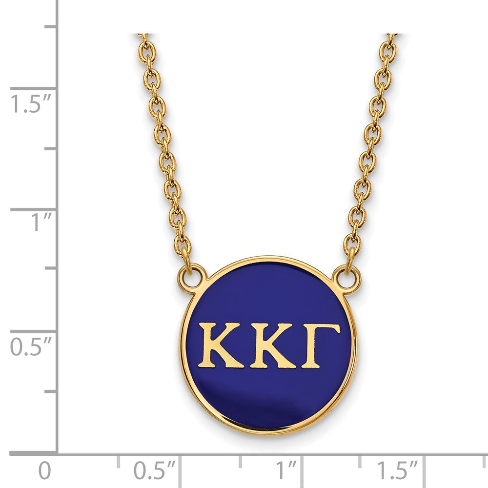 Gold Plated Sterling Silver Logoart Kappa Gamma Sorority Greek Letters Large Color Enamel Pendant 18 Inch Necklace