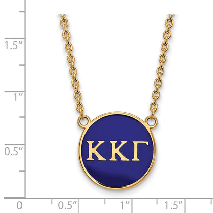 Gold Plated Sterling Silver Logoart Kappa Gamma Sorority Greek Letters Large Color Enamel Pendant 18 Inch Necklace