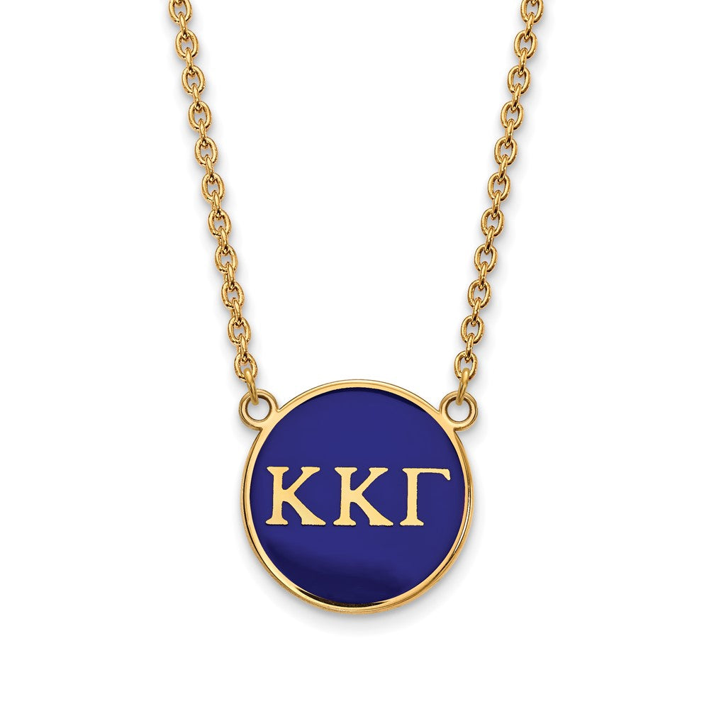 Gold Plated Sterling Silver Logoart Kappa Gamma Sorority Greek Letters Large Color Enamel Pendant 18 Inch Necklace