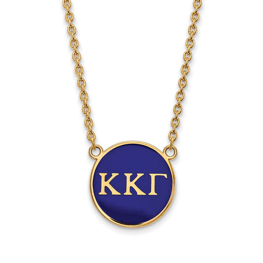 Gold Plated Sterling Silver Logoart Kappa Gamma Sorority Greek Letters Large Color Enamel Pendant 18 Inch Necklace