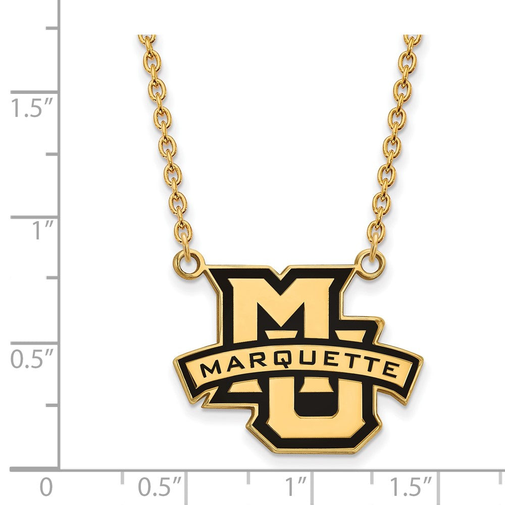 Gold Plated Sterling Silver Logoart Marquette University Large Enameled Pendant 18 Inch Necklace