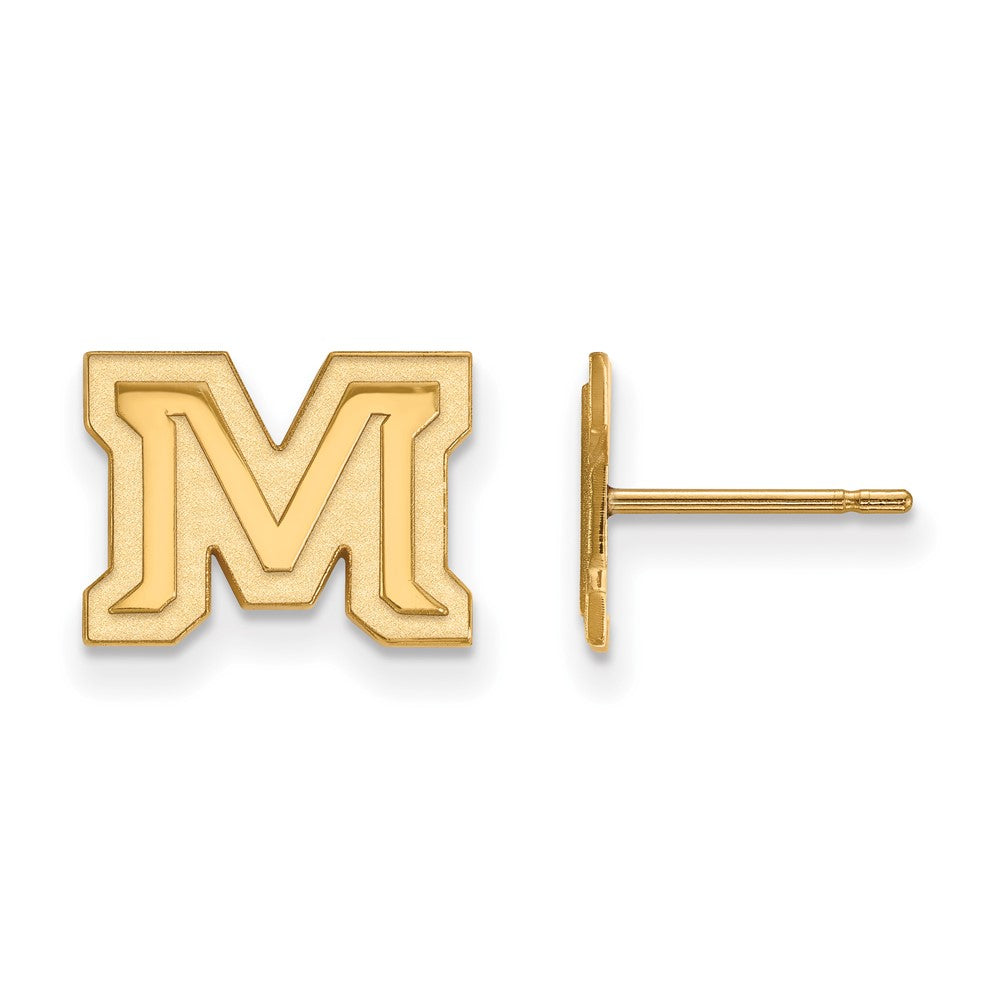 10K Yellow Gold Logoart Montana State University Letter M Extra Small Post Earrings