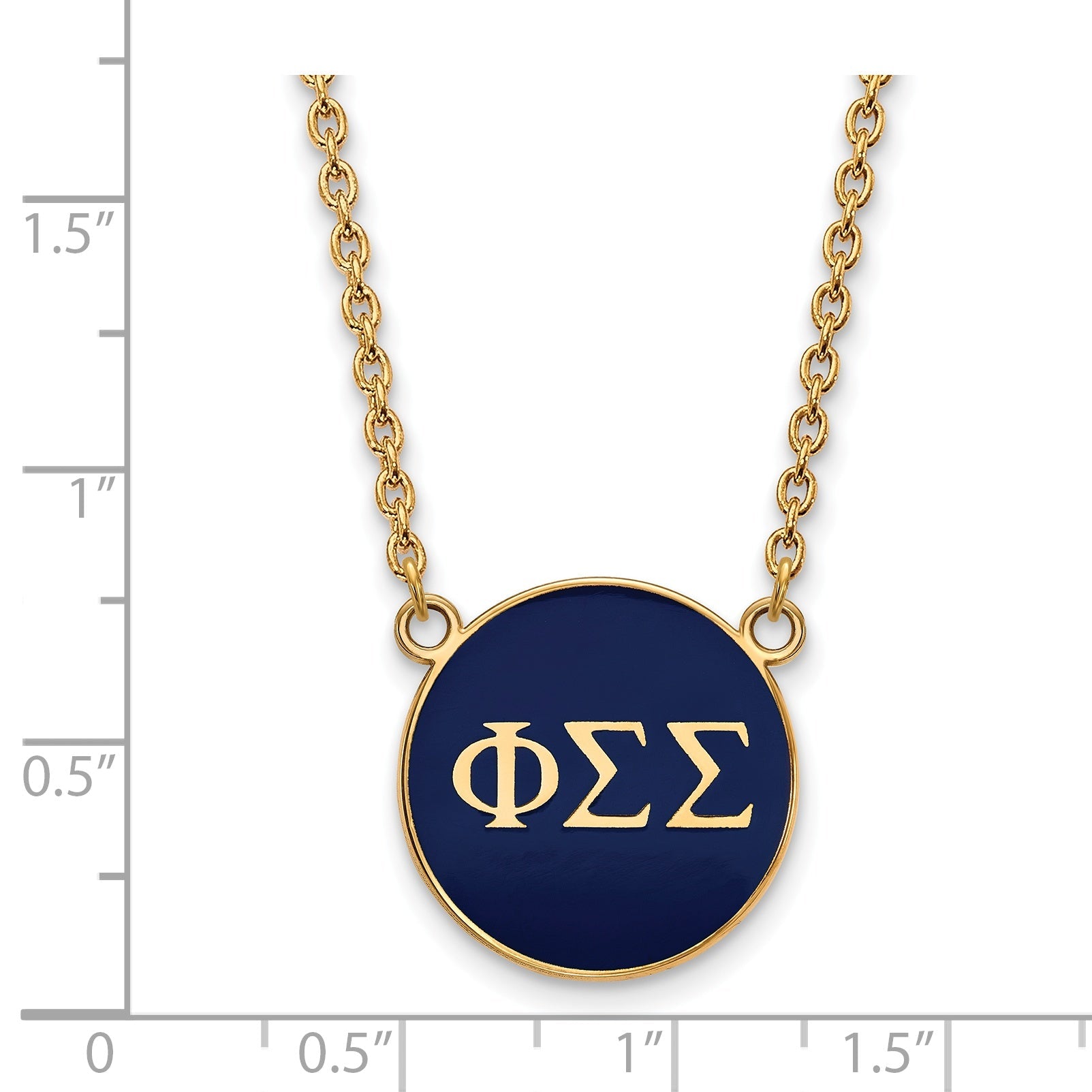 Gold Plated Sterling Silver Logoart Phi Sigma Sorority Greek Letters Large Color Enamel Pendant 18 Inch Necklace