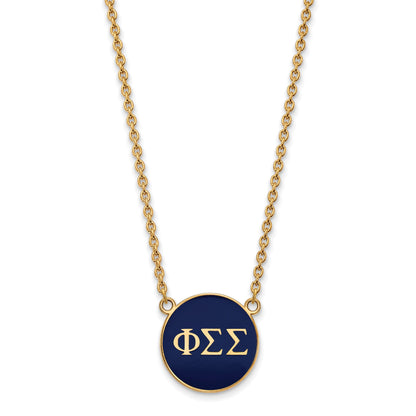 Gold Plated Sterling Silver Logoart Phi Sigma Sorority Greek Letters Large Color Enamel Pendant 18 Inch Necklace