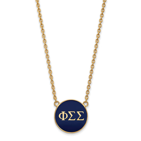 Gold Plated Sterling Silver Logoart Phi Sigma Sorority Greek Letters Large Color Enamel Pendant 18 Inch Necklace
