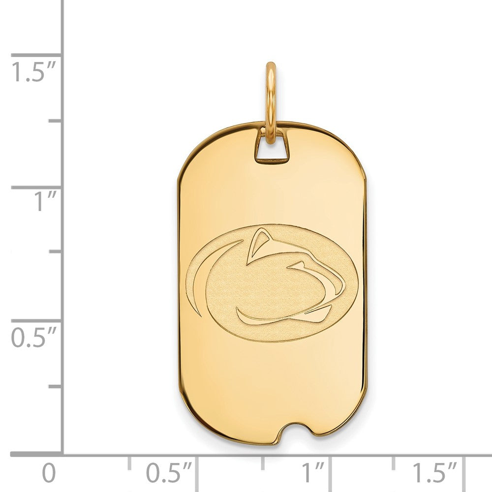 14K Yellow Gold Logoart Penn State University Lion Small Dog Tag Pendant