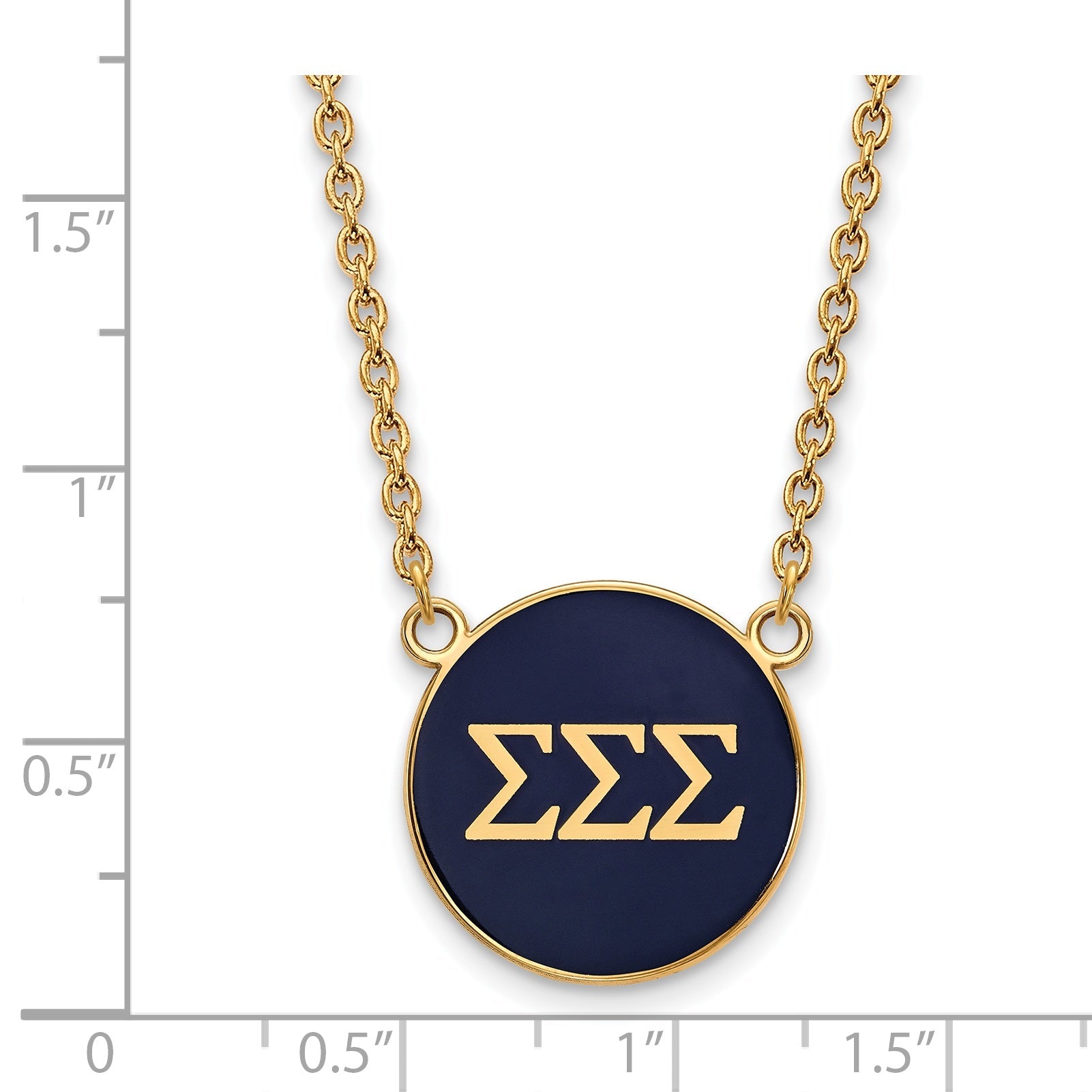 Gold Plated Sterling Silver Logoart Sigma Sorority Greek Letters Large Color Enamel Pendant 18 Inch Necklace