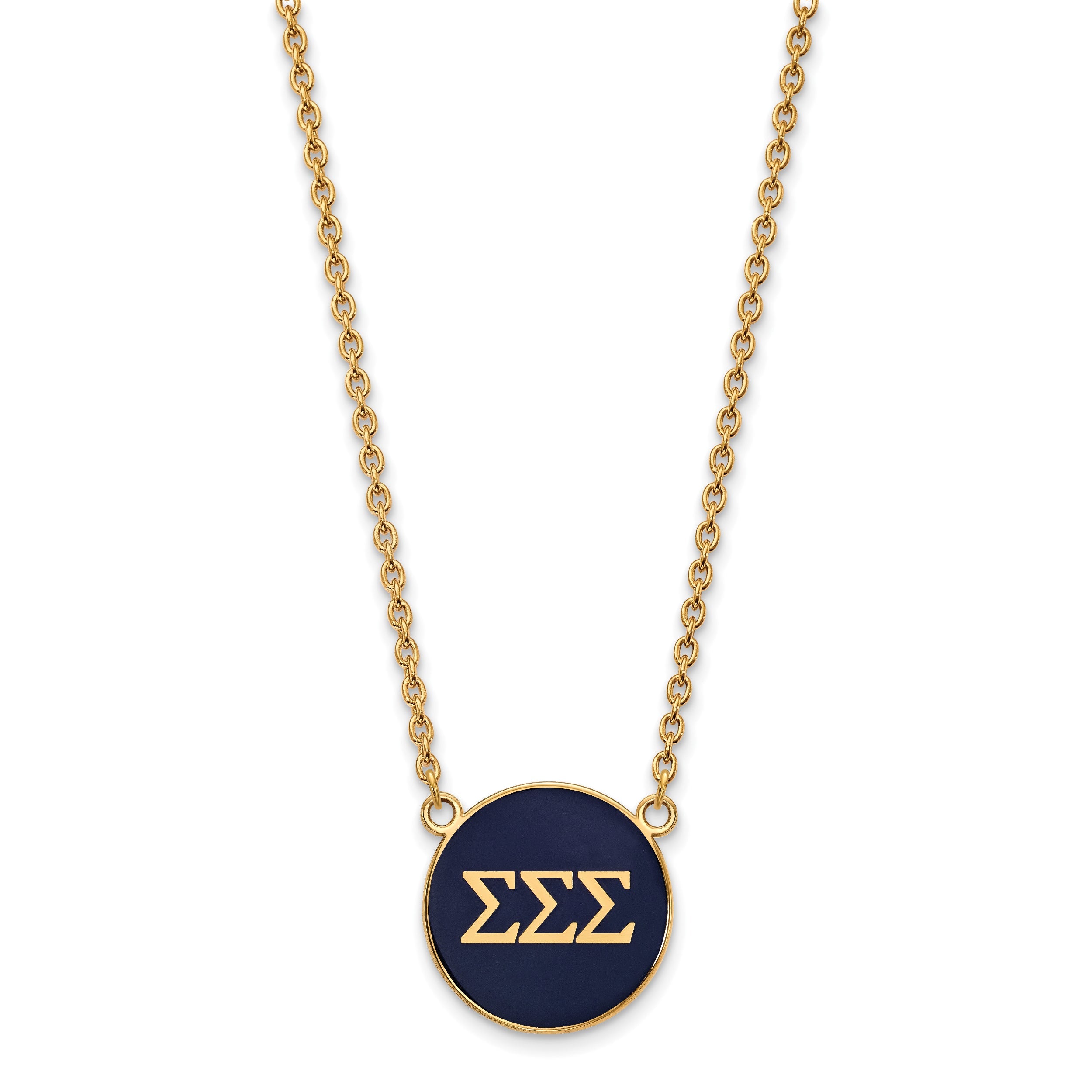 Gold Plated Sterling Silver Logoart Sigma Sorority Greek Letters Large Color Enamel Pendant 18 Inch Necklace
