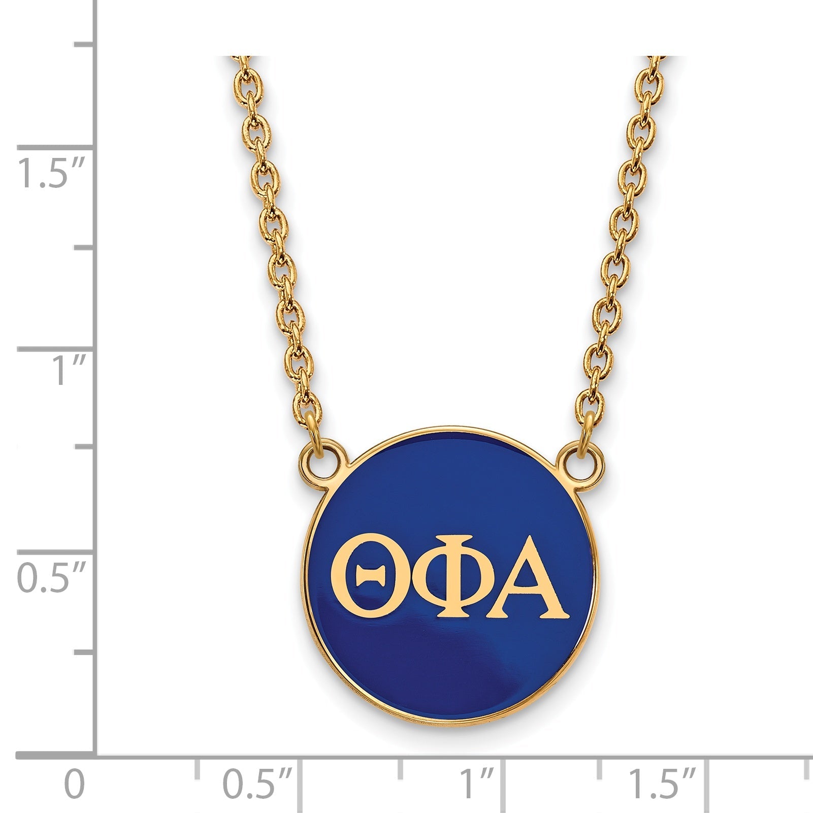 Gold Plated Sterling Silver Logoart Theta Phi Alpha Sorority Greek Letters Large Color Enamel Pendant 18 Inch Necklace
