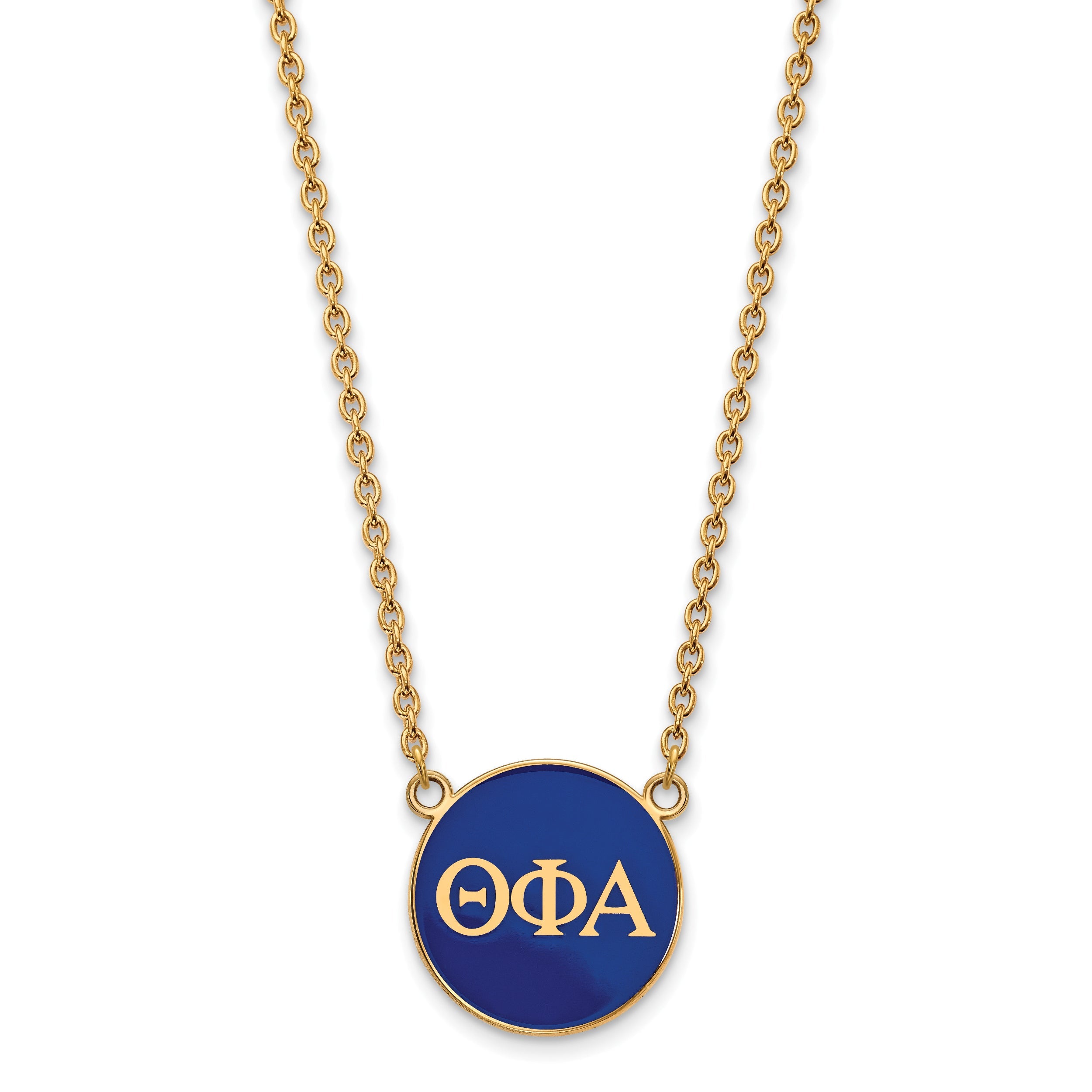 Gold Plated Sterling Silver Logoart Theta Phi Alpha Sorority Greek Letters Large Color Enamel Pendant 18 Inch Necklace