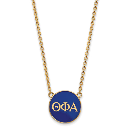 Gold Plated Sterling Silver Logoart Theta Phi Alpha Sorority Greek Letters Large Color Enamel Pendant 18 Inch Necklace