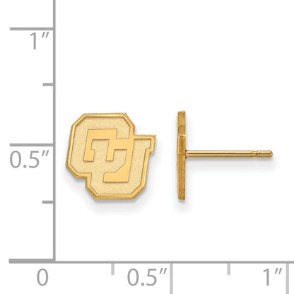 Gold Plated Sterling Silver Logoart University Of Colorado C U Extra Small Post Earrings