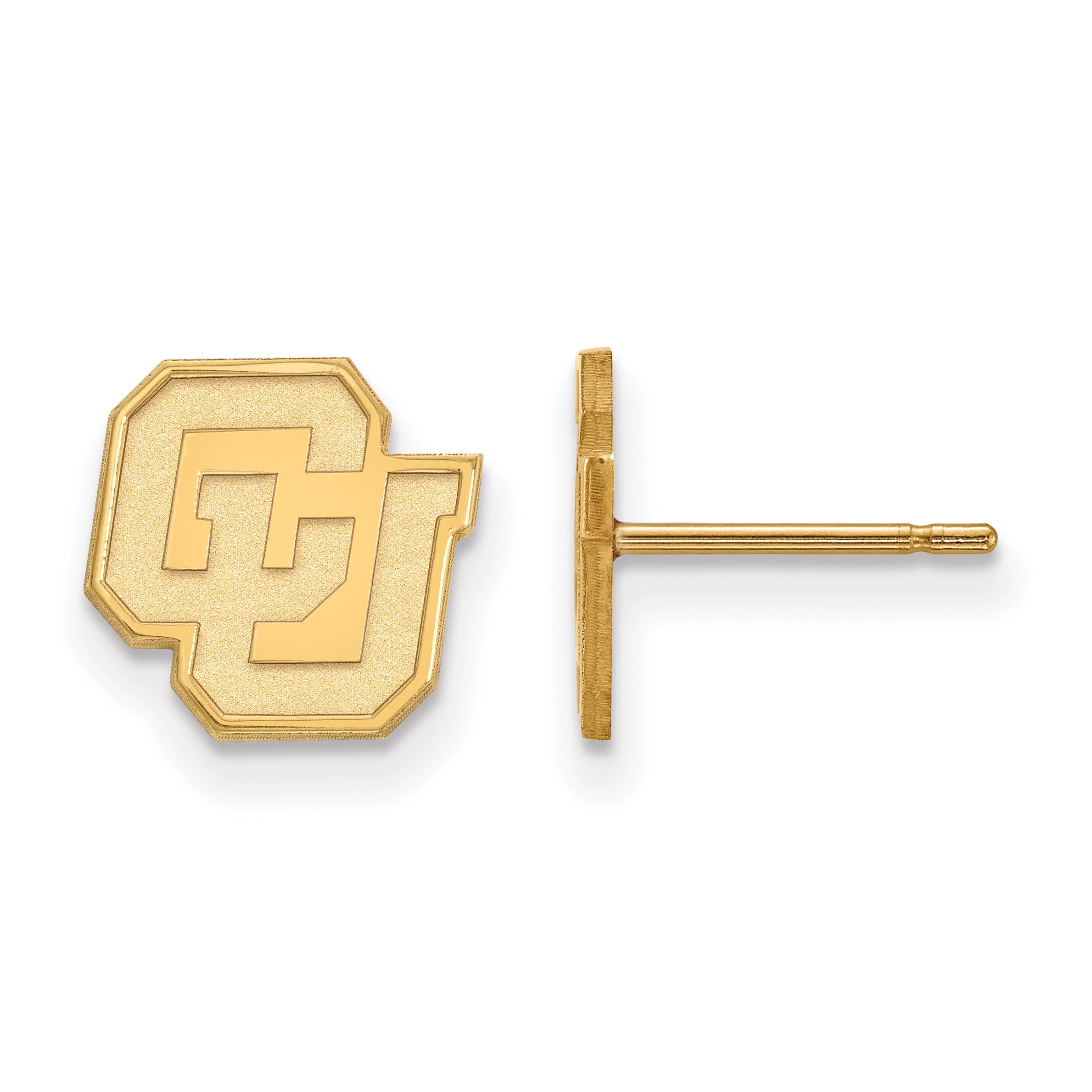 Gold Plated Sterling Silver Logoart University Of Colorado C U Extra Small Post Earrings